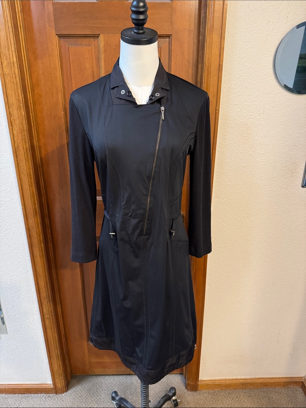 Joseph Ribkoff Black Asymmetrical Zip Long Sleeve Dress Size 8